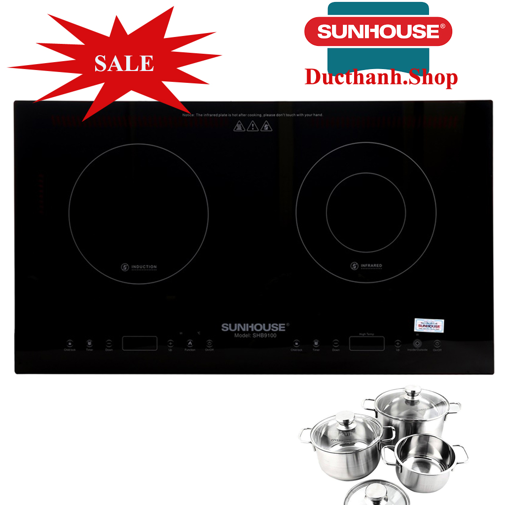 9100 Bếp 1 từ 1 hồng ngoại Sunhouse SHB 9100