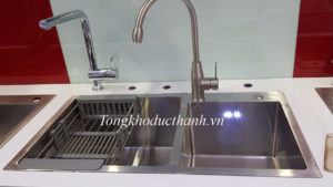Chậu rửa bát đúc liền khối Korea 7843 Inox 304 ( lỗ thoát phi 140) - Ảnh 2