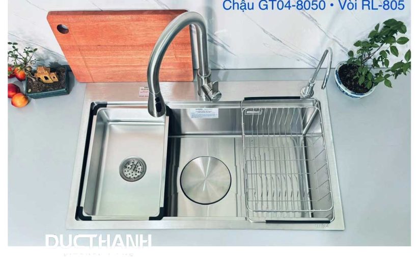 Combo Chậu rửa Gento GT04-8050 và Vòi rút Roslerer