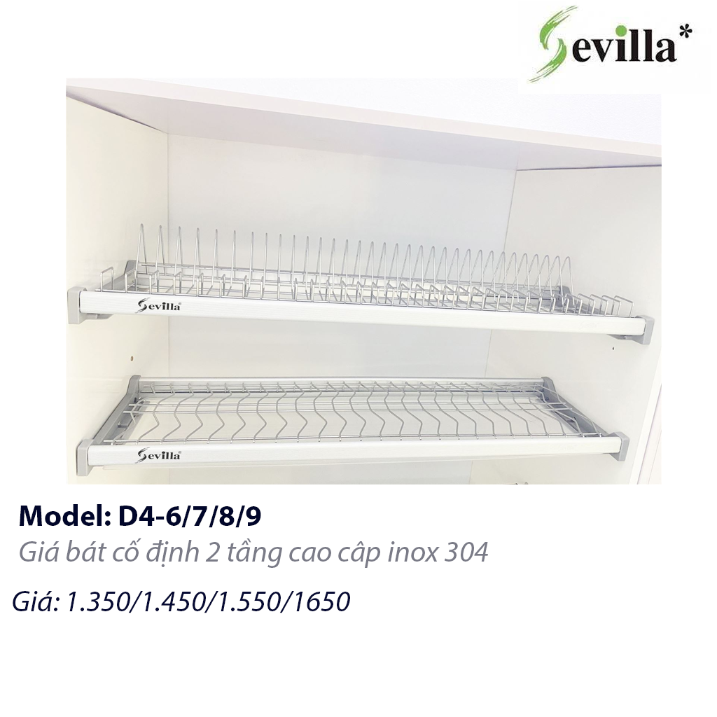 D4 Giá bát đĩa cố định inox 304 Sevilla SV-D4-6/7/8/9 - Ảnh 1
