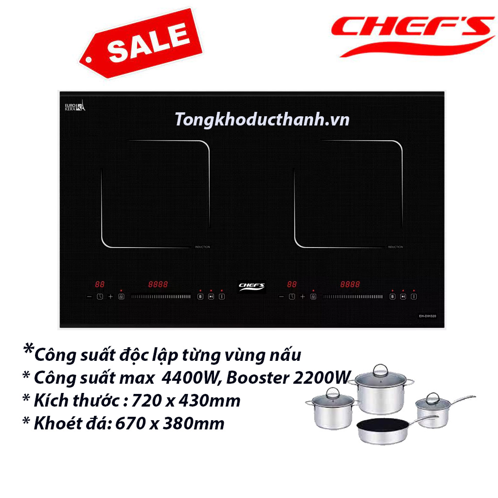 DIH 320 Bếp từ Chefs EH-DIH320 ( kính Eurokera Pháp) bỏ mẫu thay sang mặt kính khác - Ảnh 1