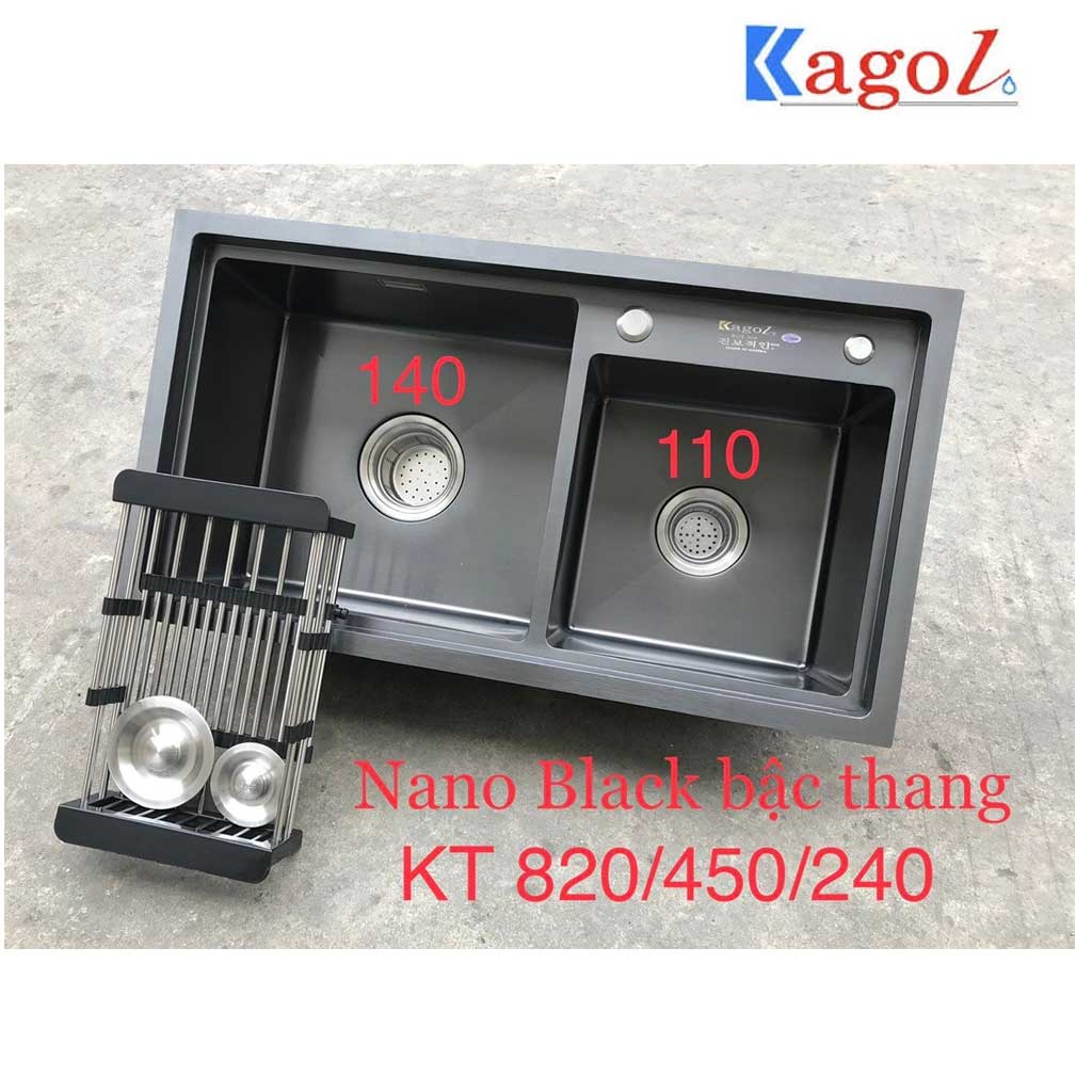 8245 Chậu rửa nano đen Kagol KND8245BT lệch - Ảnh 1