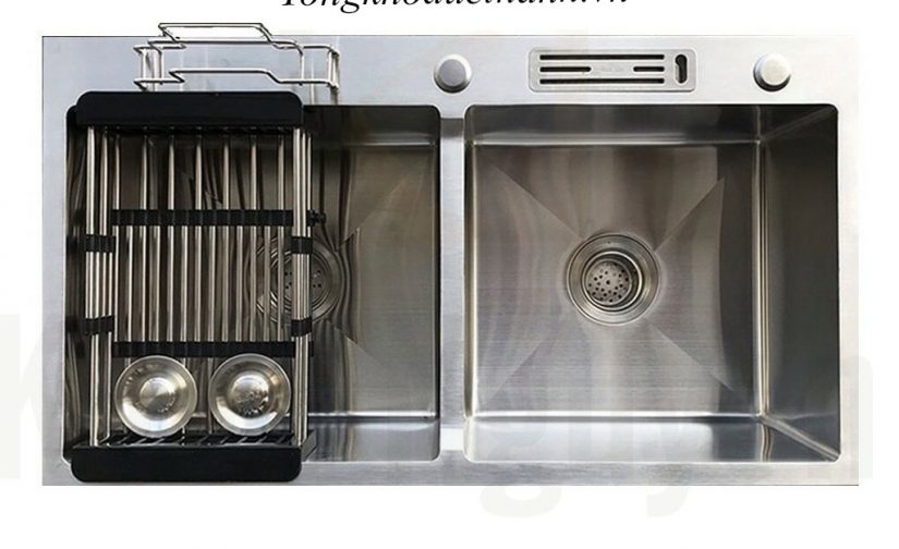 Chậu-rửa-bát-Kagol-K8245-hai-hố-cân-có-cài-dao