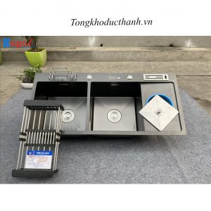 Chậu-rửa-nano-đen-Kagol-KND10045RD-cài-dao,-hố-rác