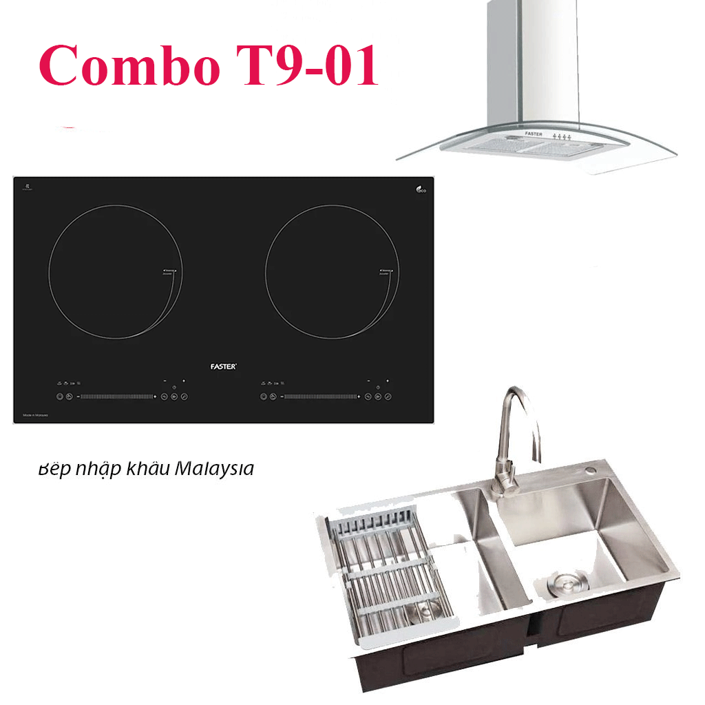 Combo Combo T9-01: Bếp từ Faster, Máy hút mùi Faster, Chậu vòi rửa bát - Ảnh 1