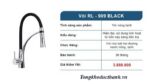 Bộ Combo Chậu Roslerer RL04-8245 nano lệch và Vòi Roslerer RL909 Black - Ảnh 3
