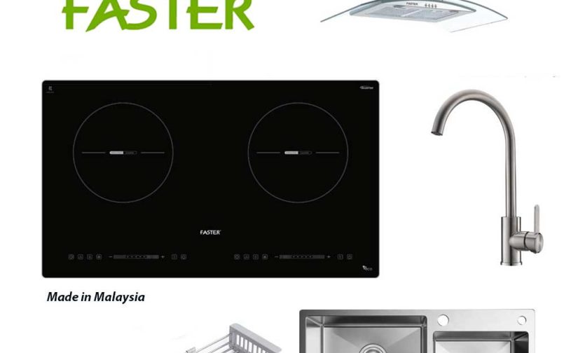 Bộ Combo Bếp từ hút mùi kính cong Faster và Bộ chậu vòi rửa bát