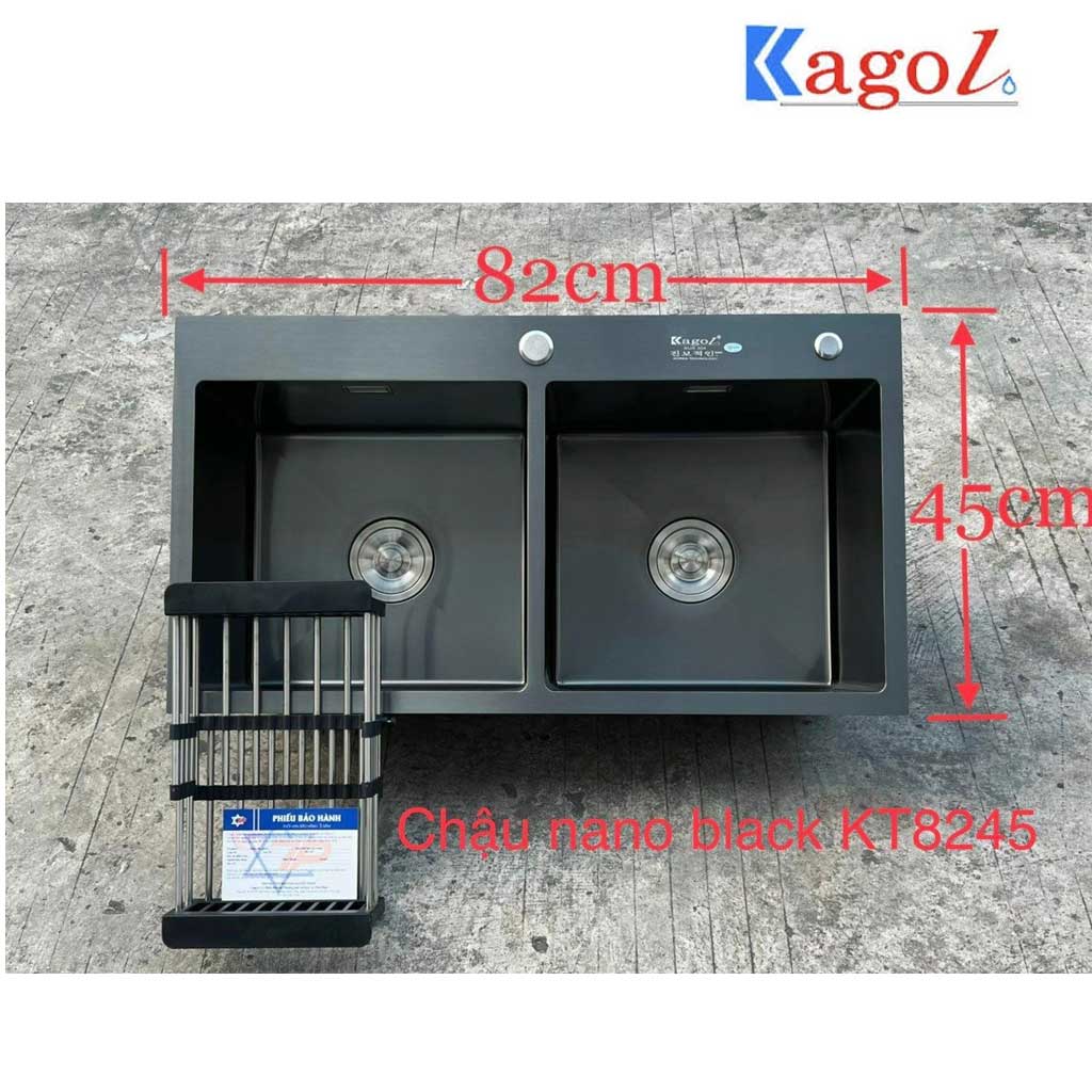 8245 Chậu rửa nano đen Kagol KND8245 cân - Ảnh 1