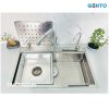 Combo bộ Chậu rửa bát Gento Inox chống xước GT04-7848 New và vòi rút vuông