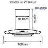 Máy hút mùi kính cong Buchen BU85HS Clean tự động làm sạch mô tơ - Ảnh 5