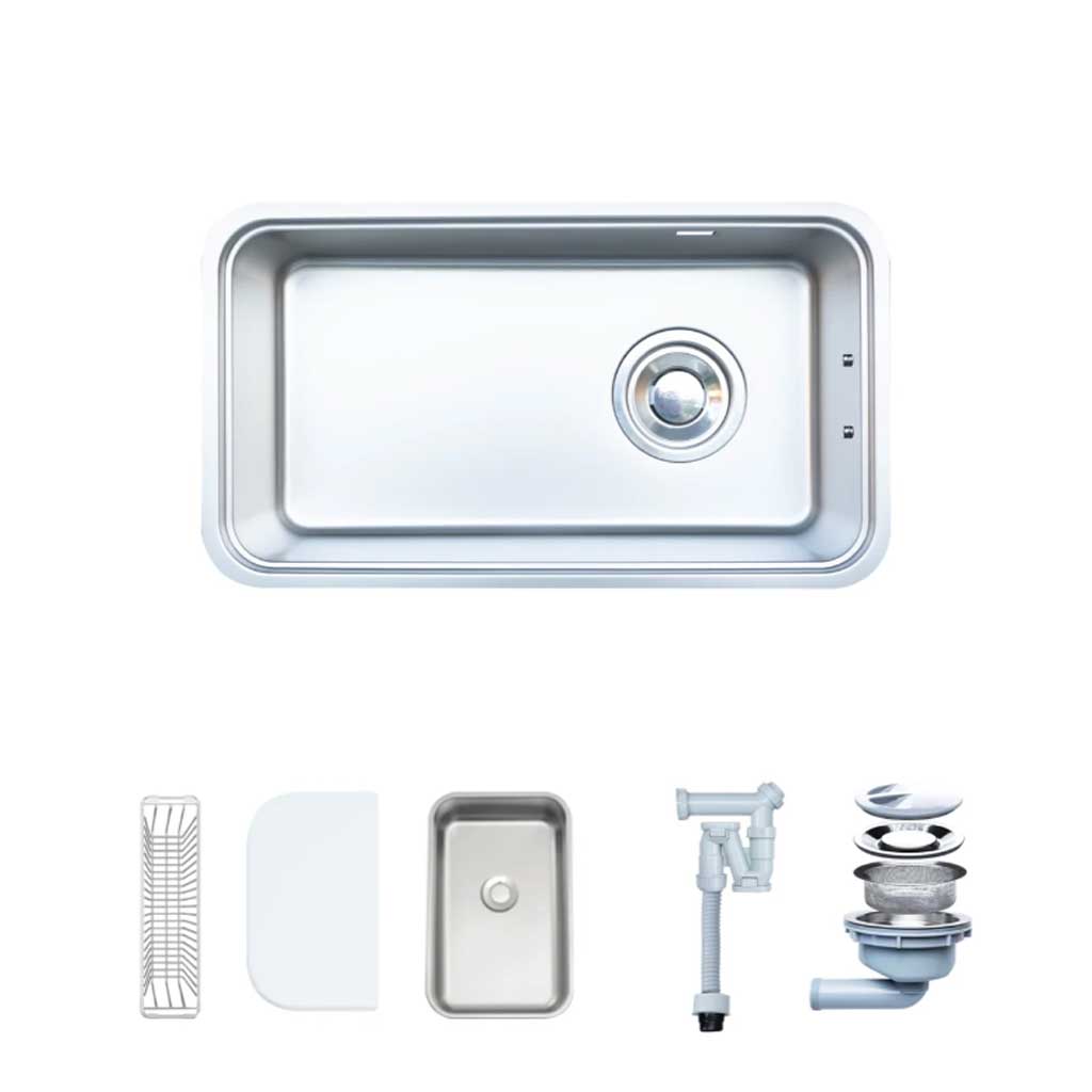 a283d Chậu rửa bát 1 hố Nobinox Nova A283M vân đá- tặng vòi - Ảnh 1