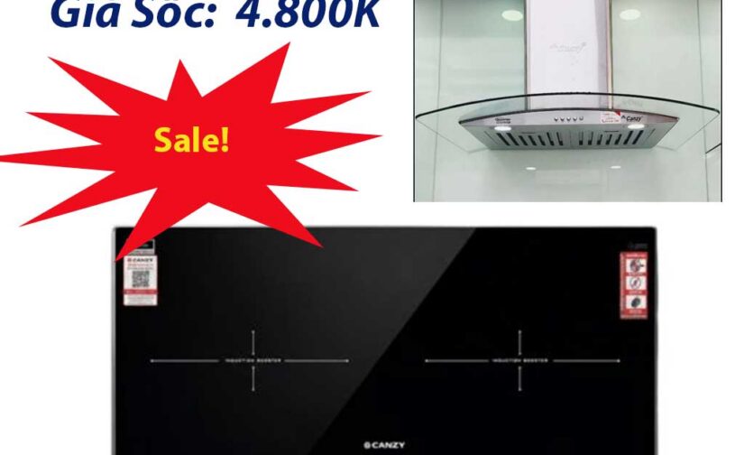 Combo Bếp từ, Hút mùi kính cong Canzy Bảo hành 3 năm chính hãng