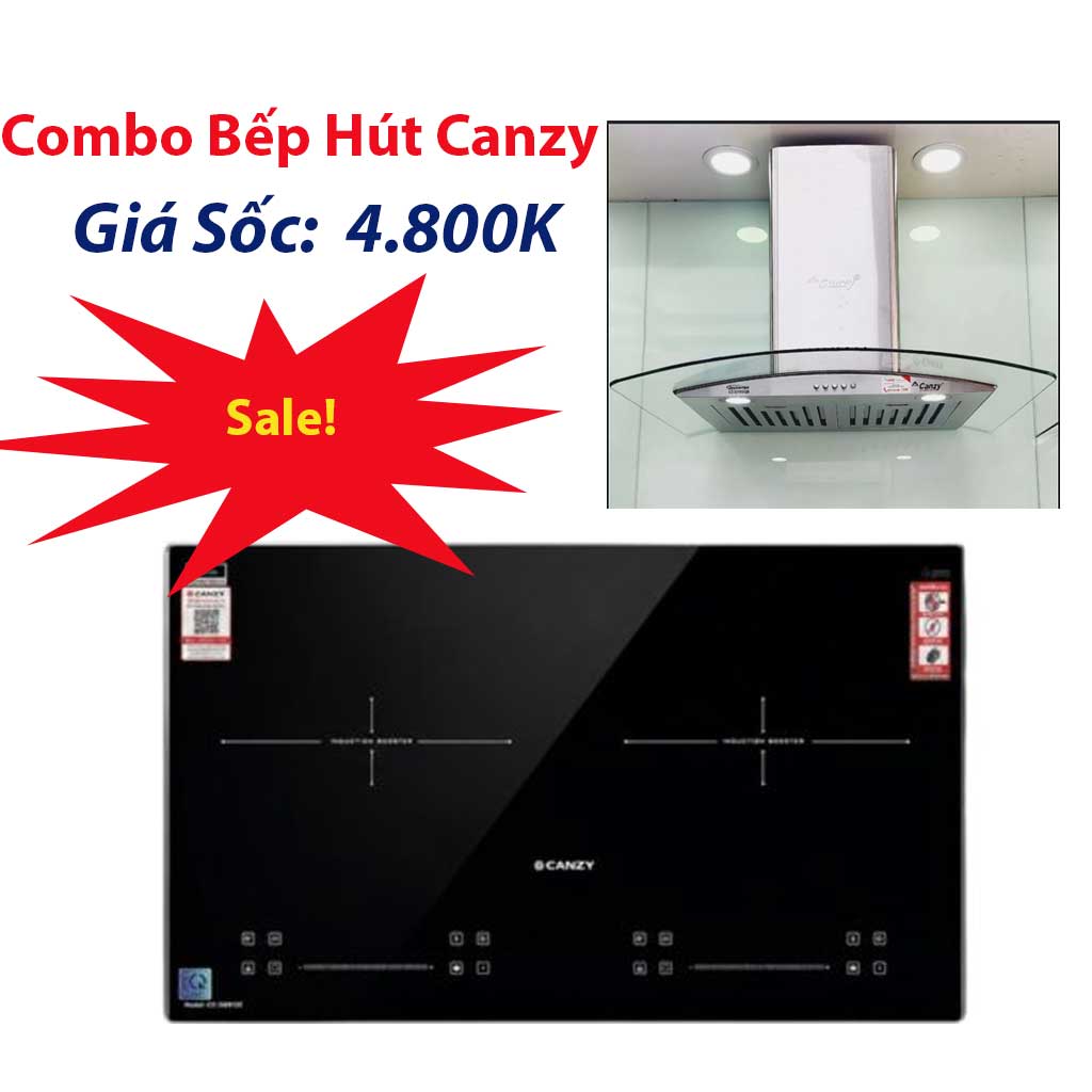 bộ-bếp-hút-canzy Combo Bếp từ, Hút mùi kính cong Canzy Bảo hành 3 năm chính hãng - Ảnh 1