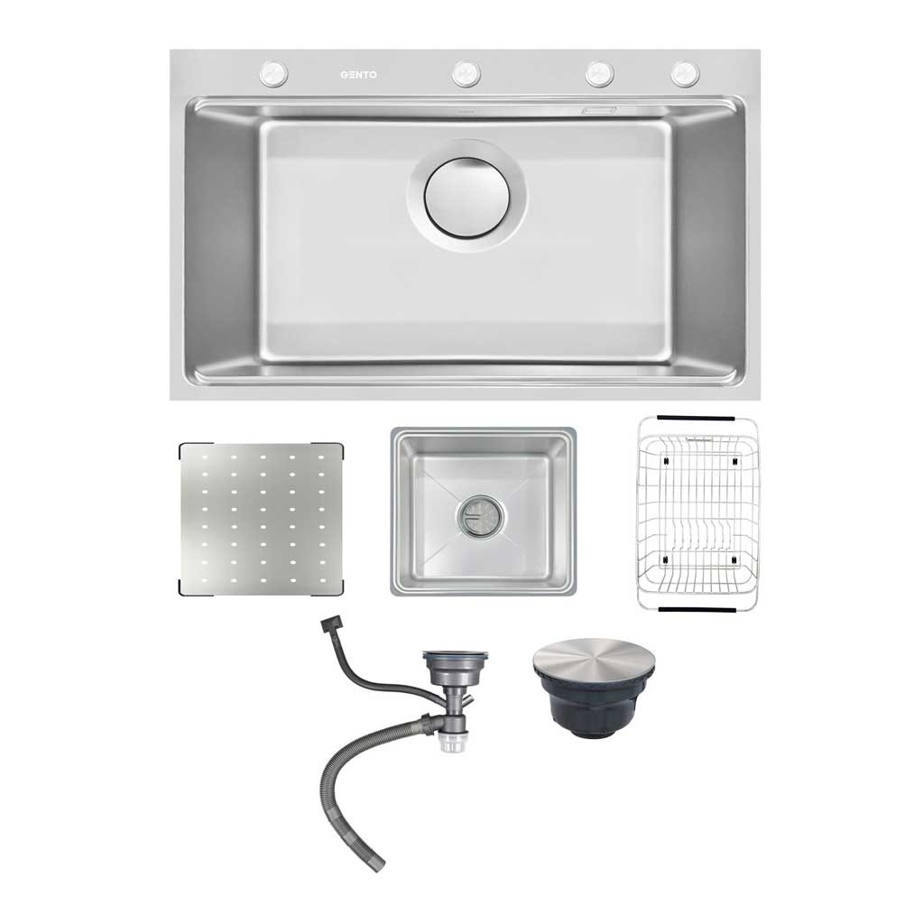 7046 Chậu Rửa Bát Inox Chống Xước GENTO: GT04 – 7046 tặng vòi rút - Ảnh 1