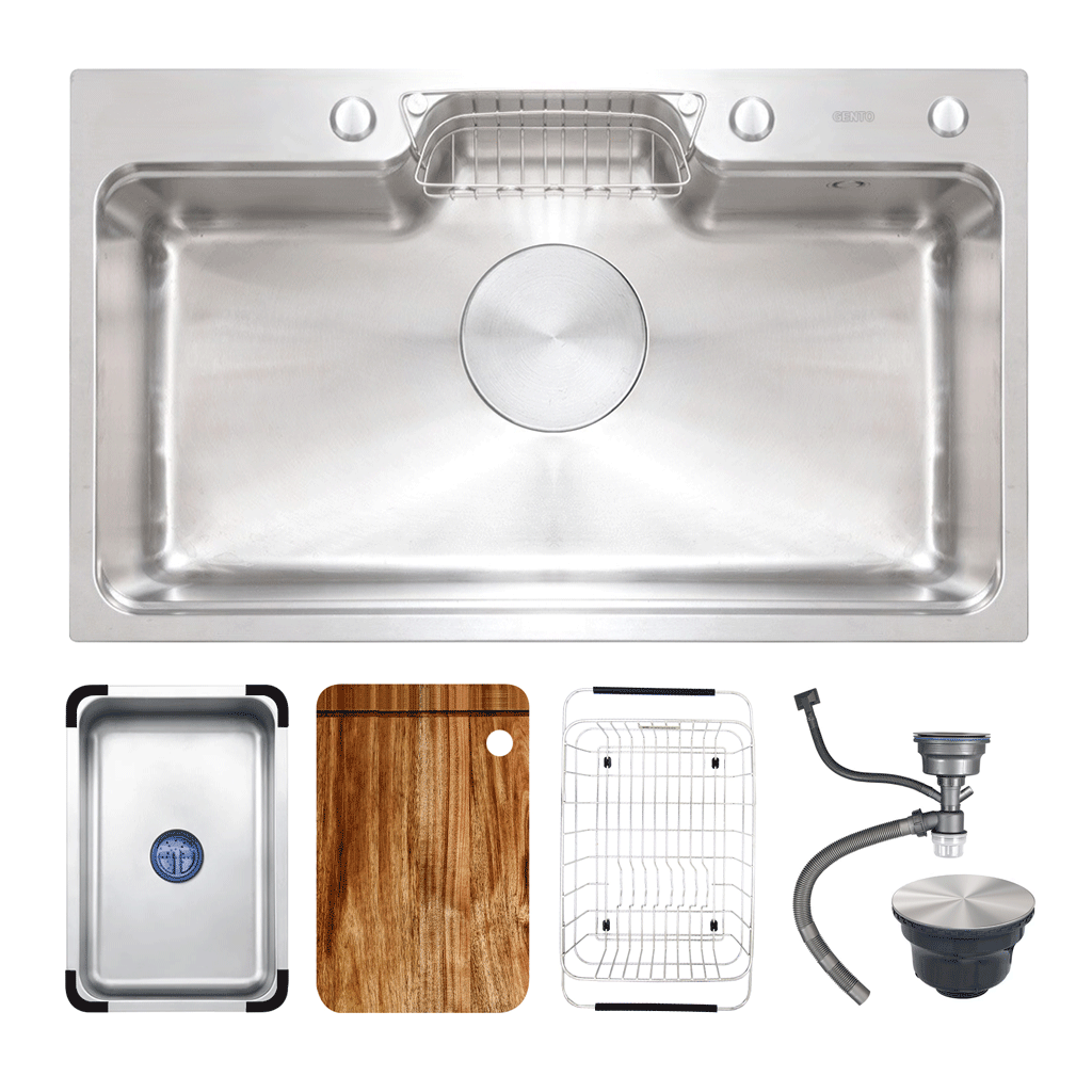 8048-inox Chậu rửa Gento GT04-8048 Inox 304 tặng vòi rút - Ảnh 1