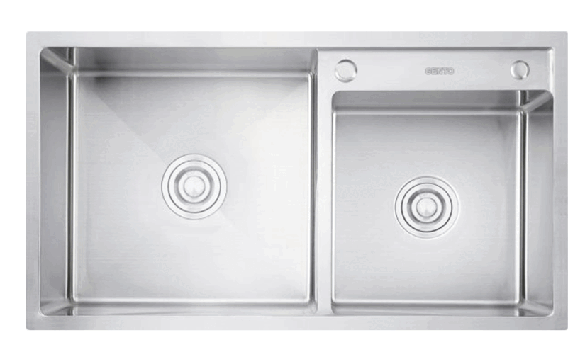 Chậu rửa 2 hố Gento GT04-8448L tặng vòi rút