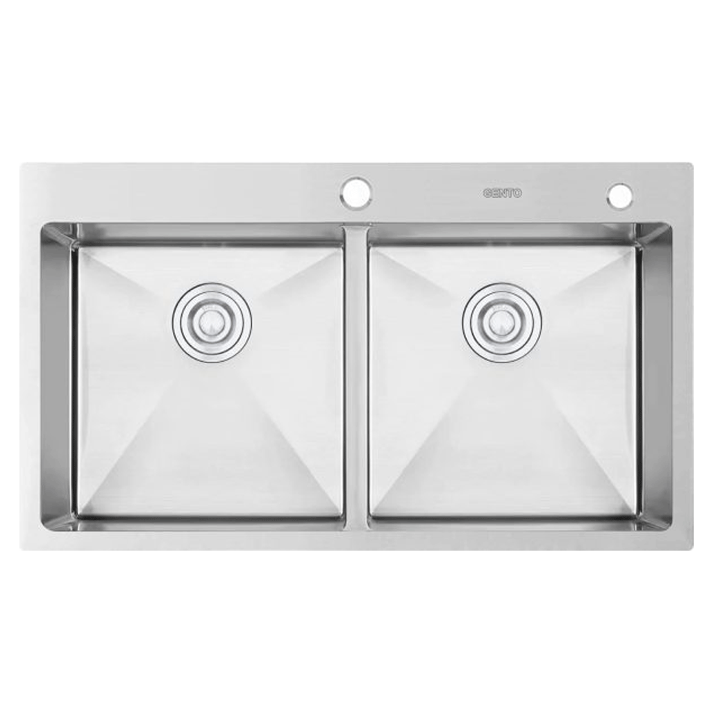 8448 Chậu rửa 2 hố Gento GT04-8448C tặng vòi rút - Ảnh 1